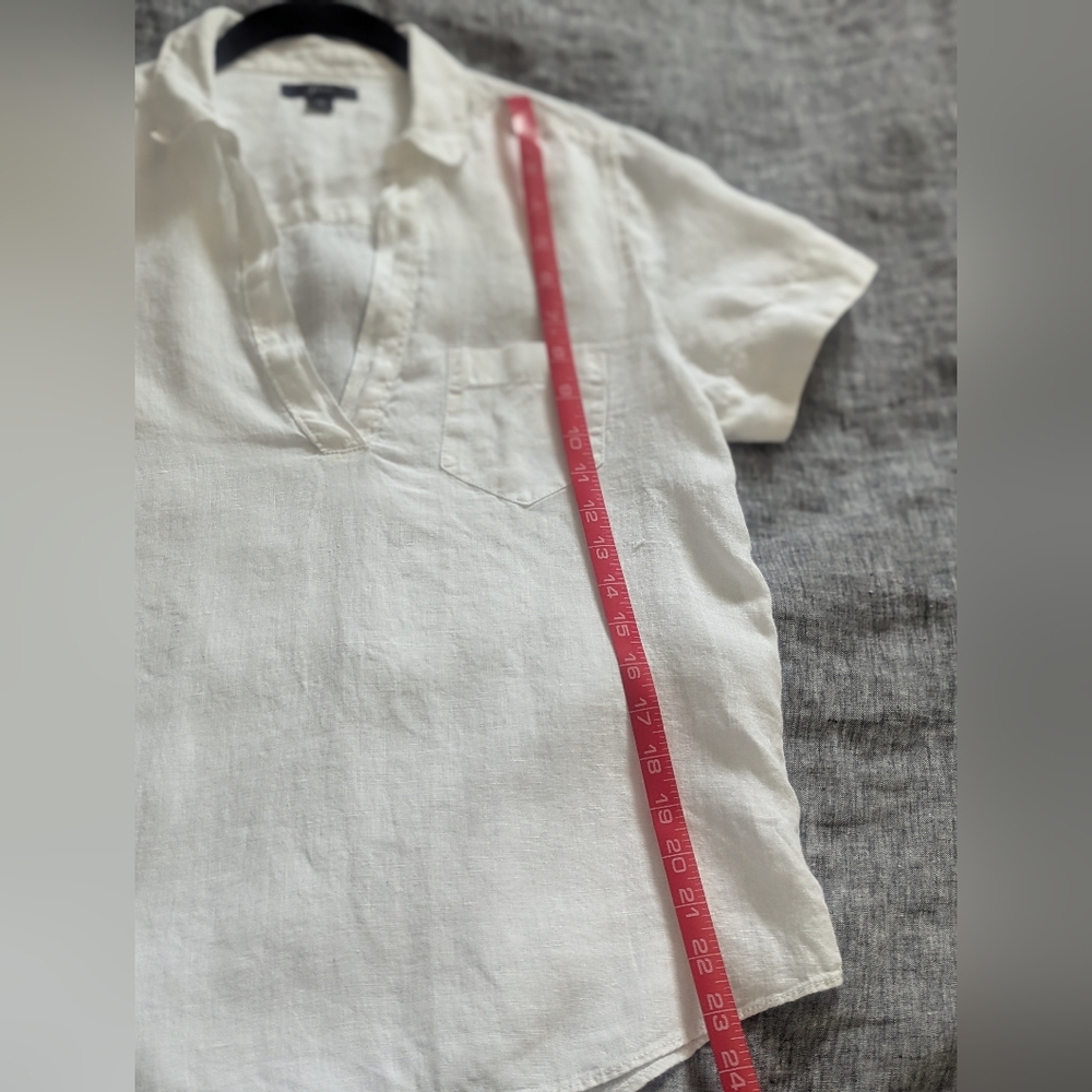 J. Crew Women's Casual White Linen pullover top - Picture 5 of 7